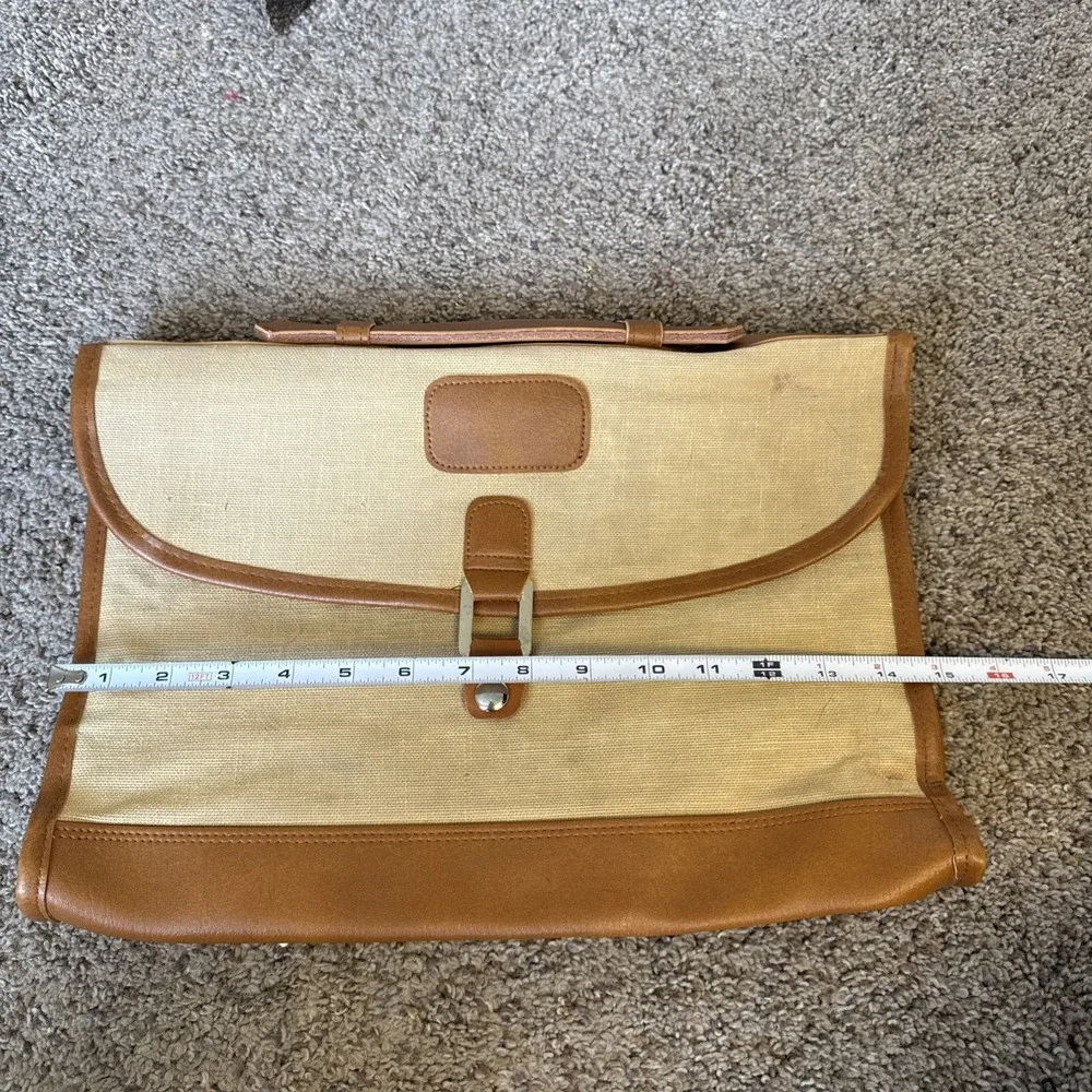 Vintage Charles Revson Attache Briefcase‎ by Ultima II Beige Brown Woven Canvas